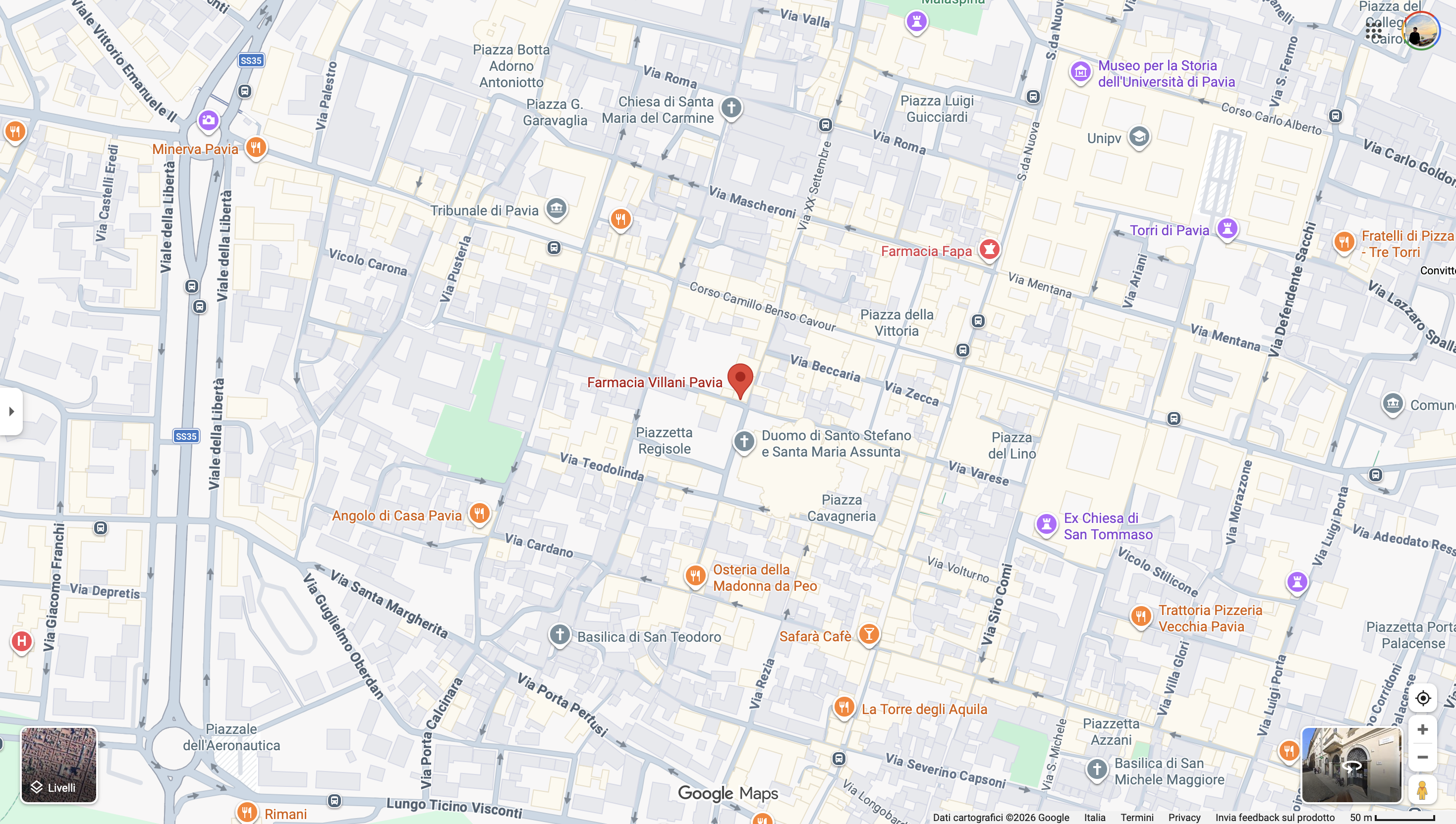 Mappa Farmacia Villani Pavia